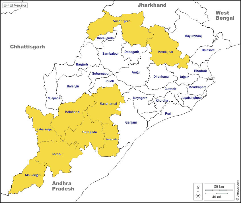 Map of Tribal Districts